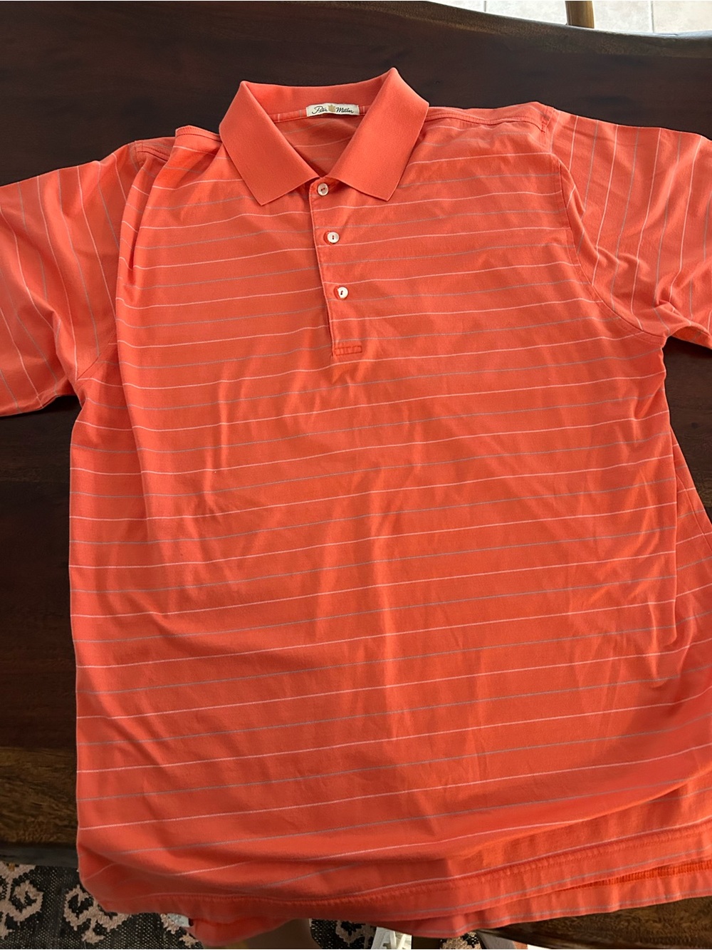 Peter Millar Orange Stripe Polo Shirt